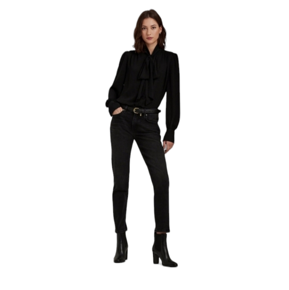 RALPH LAUREN Women's Black Relaxed Tapered Ankle Jeans NWT SIZE 10